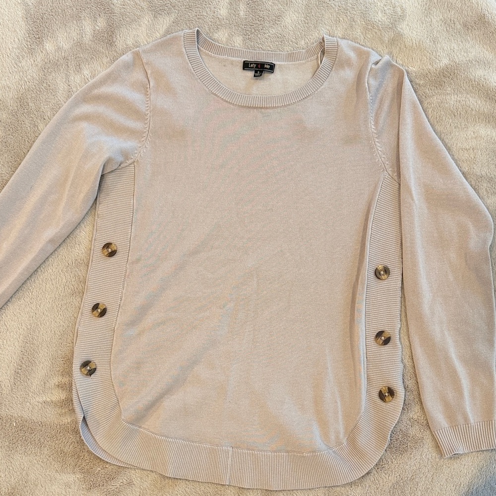 Elegant Beige Sweater with Button Accents